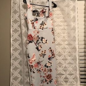 Light blue grey floral pretty little thing dress